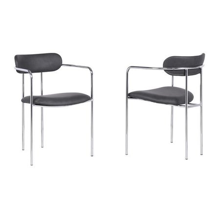 ARMEN LIVING Armen Living LCGWSWCHGR Gwen Contemporary Dining Chair in Chrome with Grey Faux Leather - Set of 2 LCGWSWCHGR